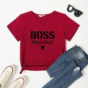 Women's Burgundy Boss Mama Graphic T-Shirt Size Medium